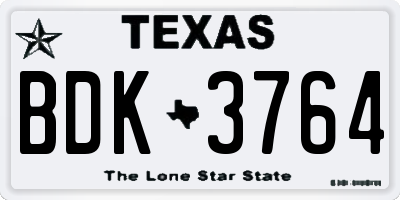 TX license plate BDK3764