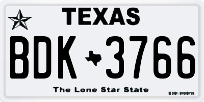 TX license plate BDK3766
