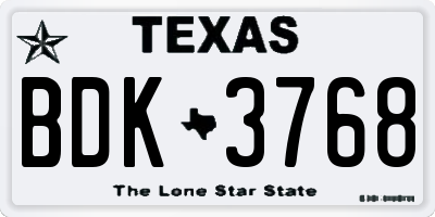 TX license plate BDK3768