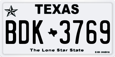 TX license plate BDK3769