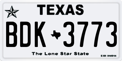 TX license plate BDK3773