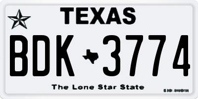 TX license plate BDK3774
