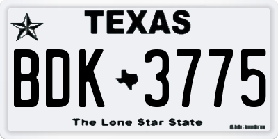 TX license plate BDK3775
