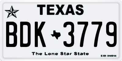 TX license plate BDK3779