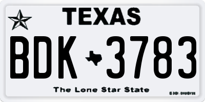 TX license plate BDK3783