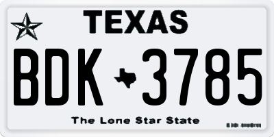 TX license plate BDK3785