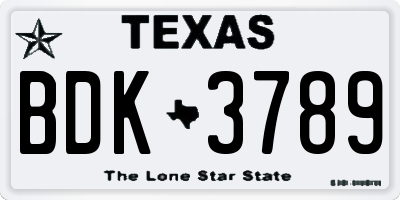 TX license plate BDK3789
