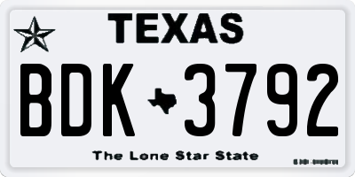 TX license plate BDK3792