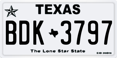 TX license plate BDK3797