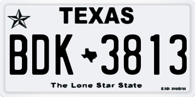 TX license plate BDK3813