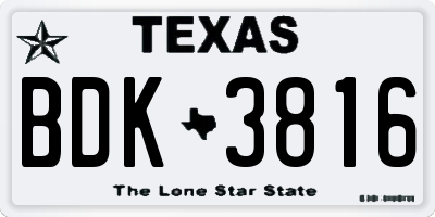 TX license plate BDK3816