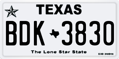 TX license plate BDK3830