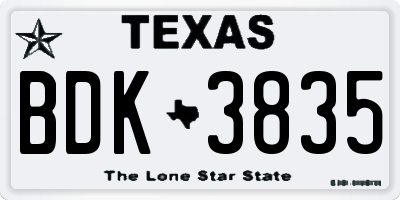 TX license plate BDK3835