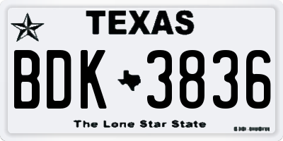 TX license plate BDK3836