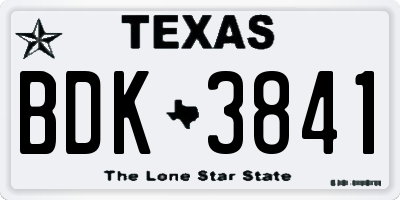 TX license plate BDK3841
