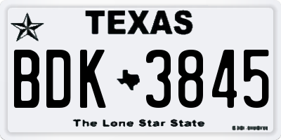 TX license plate BDK3845