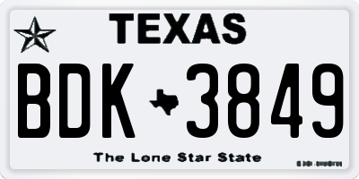 TX license plate BDK3849