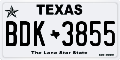 TX license plate BDK3855