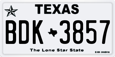 TX license plate BDK3857