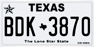 TX license plate BDK3870