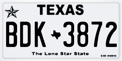 TX license plate BDK3872