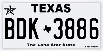 TX license plate BDK3886