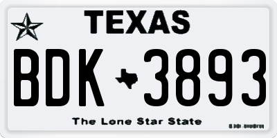 TX license plate BDK3893