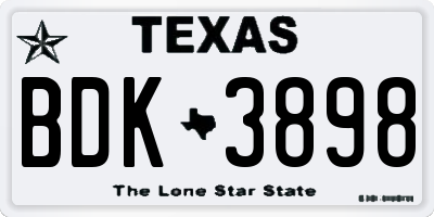 TX license plate BDK3898