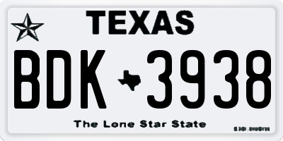 TX license plate BDK3938