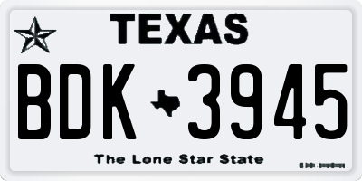 TX license plate BDK3945