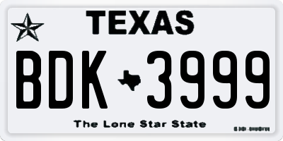 TX license plate BDK3999