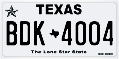 TX license plate BDK4004