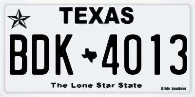 TX license plate BDK4013