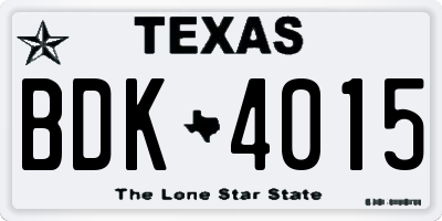 TX license plate BDK4015