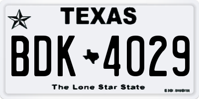 TX license plate BDK4029
