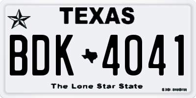 TX license plate BDK4041