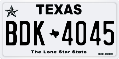 TX license plate BDK4045