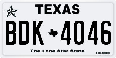 TX license plate BDK4046
