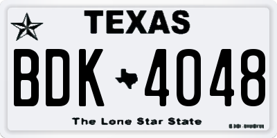 TX license plate BDK4048