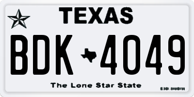 TX license plate BDK4049