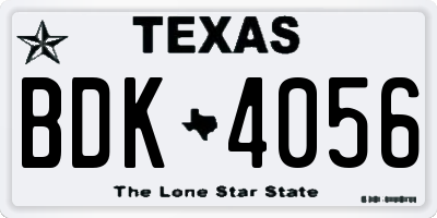 TX license plate BDK4056