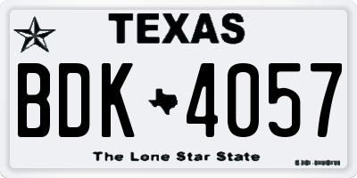 TX license plate BDK4057