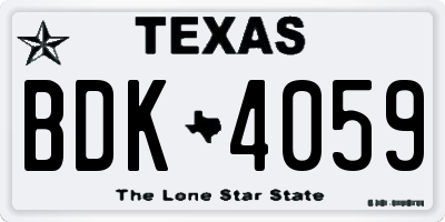 TX license plate BDK4059