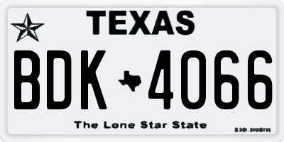 TX license plate BDK4066