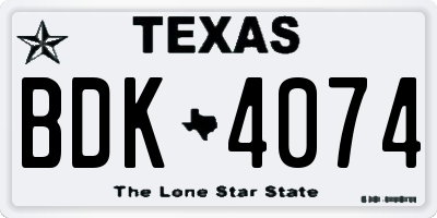 TX license plate BDK4074