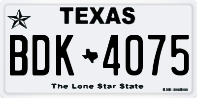 TX license plate BDK4075