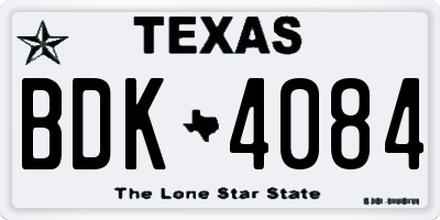 TX license plate BDK4084