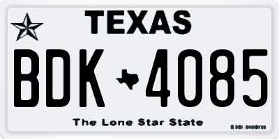 TX license plate BDK4085