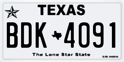 TX license plate BDK4091