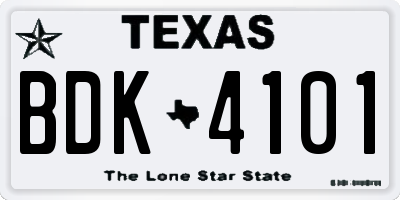 TX license plate BDK4101